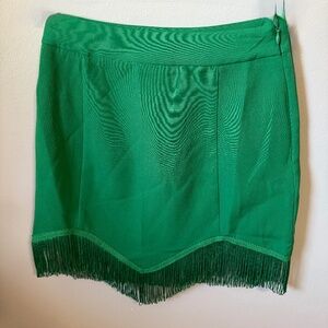 Altar'd State Kelly Green Fringe Mini Skirt